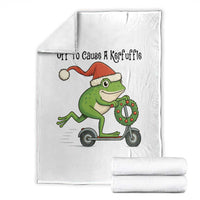 Off To Cause A Kerfuffle Throw Blanket Funny Frog Christmas Meme Weirdcore - Wonder Print Shop