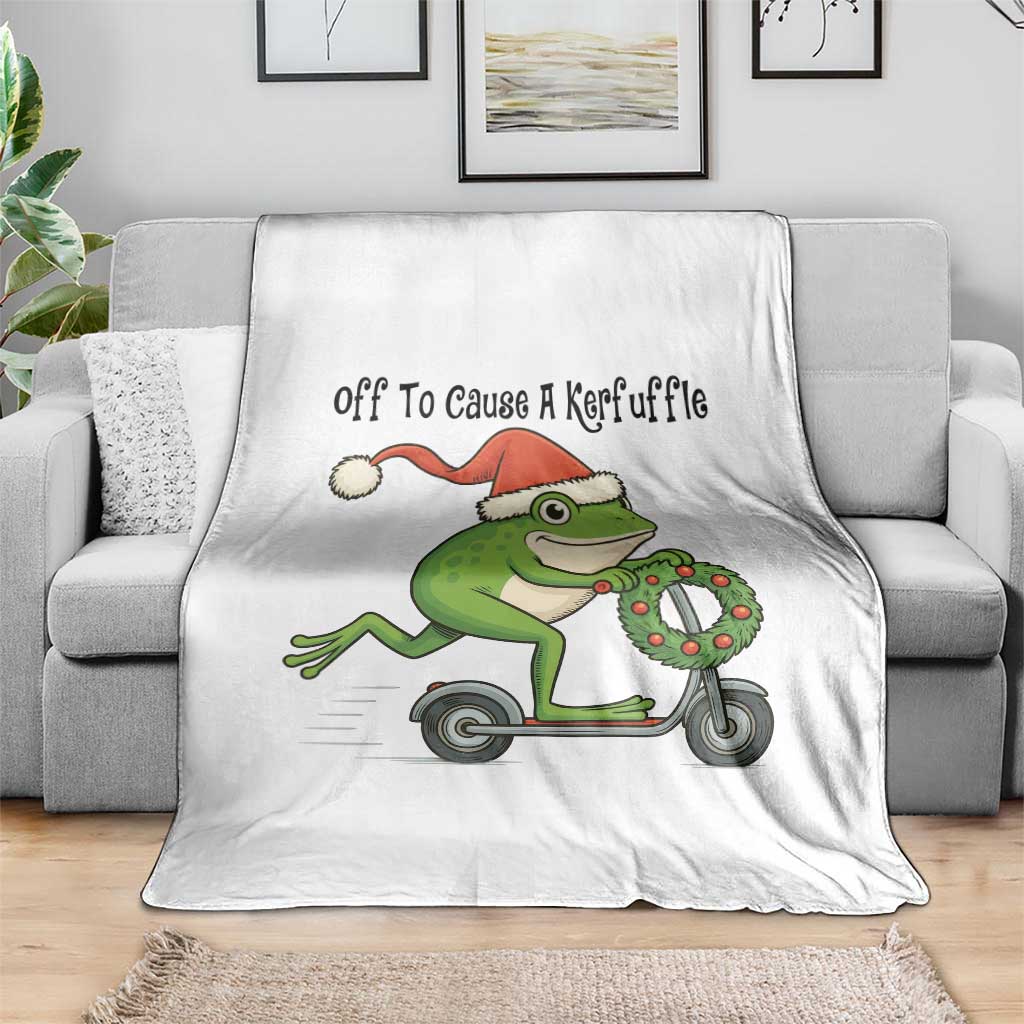 Off To Cause A Kerfuffle Throw Blanket Funny Frog Christmas Meme Weirdcore - Wonder Print Shop