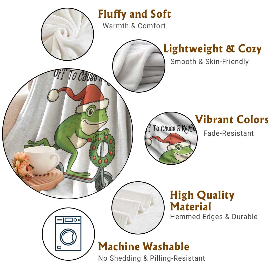 Off To Cause A Kerfuffle Throw Blanket Funny Frog Christmas Meme Weirdcore - Wonder Print Shop