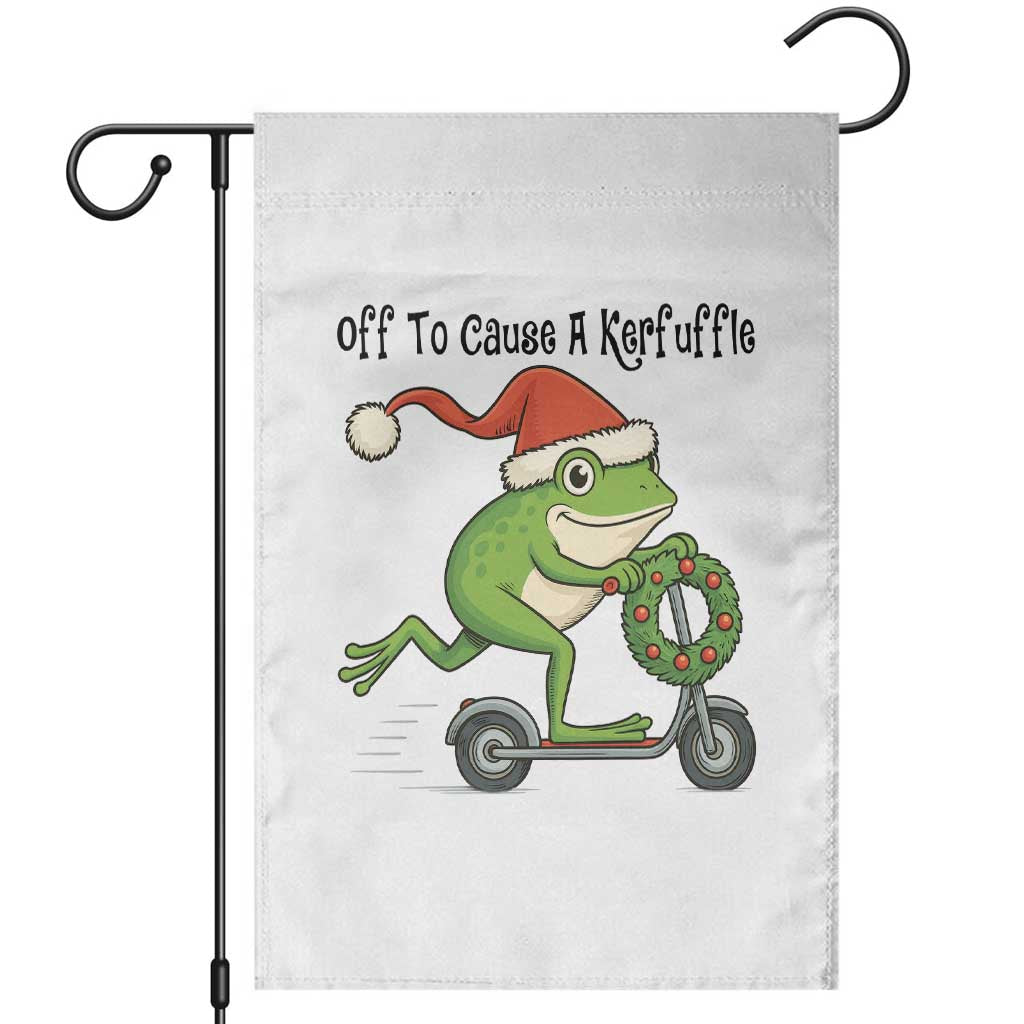 Off To Cause A Kerfuffle Garden Flag Funny Frog Christmas Meme Weirdcore - Wonder Print Shop