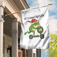 Off To Cause A Kerfuffle Garden Flag Funny Frog Christmas Meme Weirdcore - Wonder Print Shop