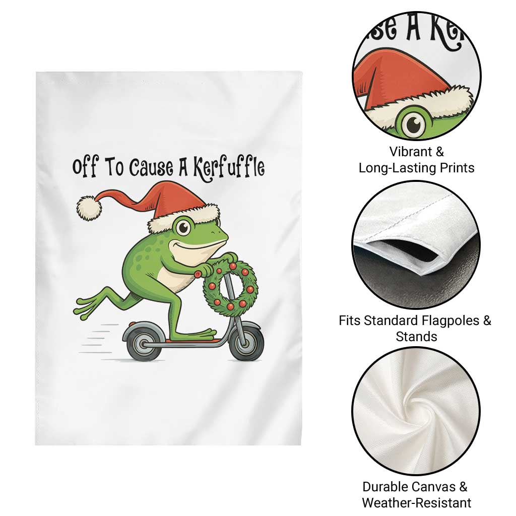 Off To Cause A Kerfuffle Garden Flag Funny Frog Christmas Meme Weirdcore - Wonder Print Shop
