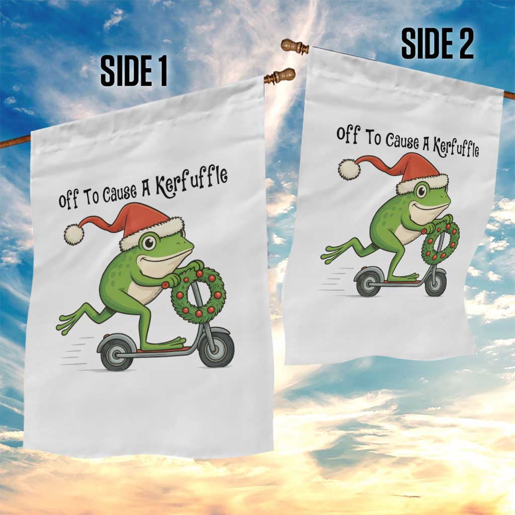 Off To Cause A Kerfuffle Garden Flag Funny Frog Christmas Meme Weirdcore - Wonder Print Shop