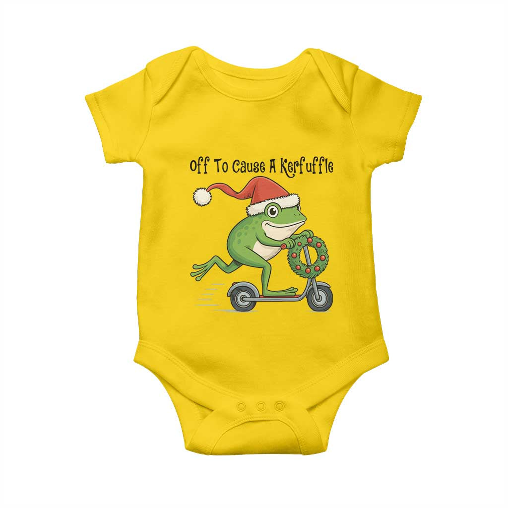 Off To Cause A Kerfuffle Baby Onesie Funny Frog Christmas Meme Weirdcore - Wonder Print Shop