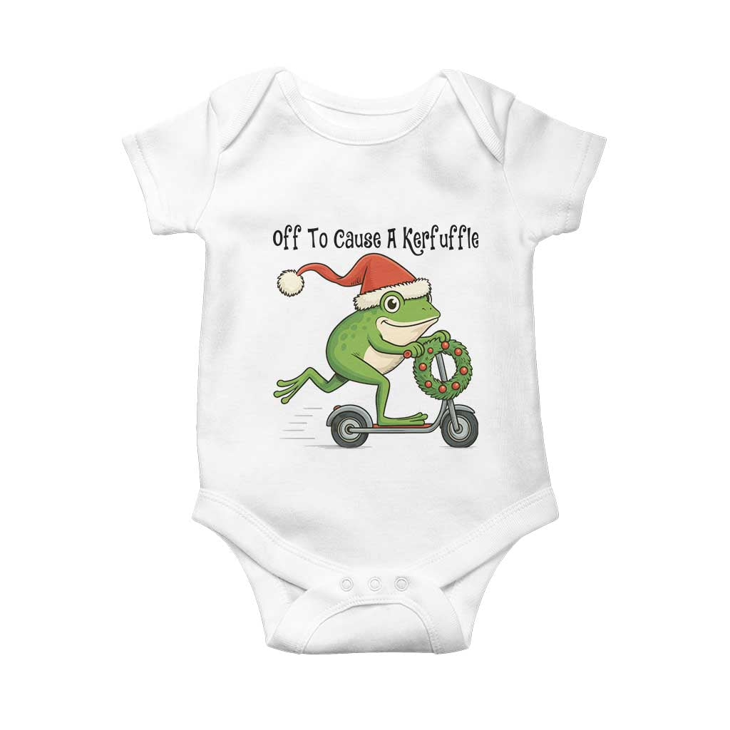 Off To Cause A Kerfuffle Baby Onesie Funny Frog Christmas Meme Weirdcore - Wonder Print Shop