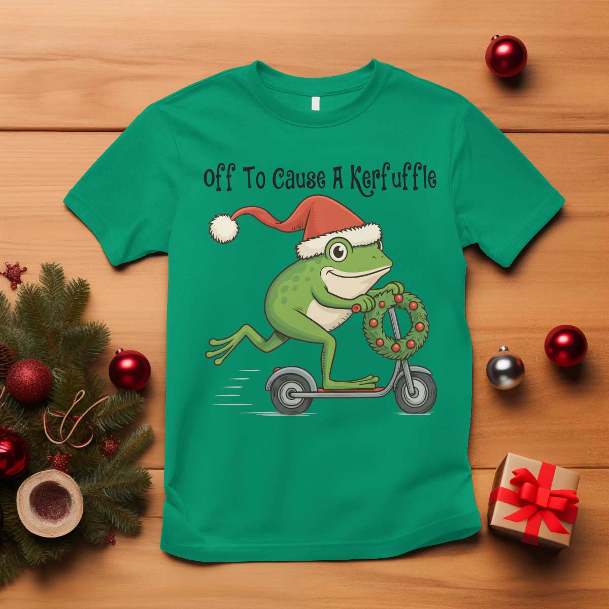 Off To Cause A Kerfuffle T Shirt Funny Frog Christmas Meme Weirdcore - Wonder Print Shop