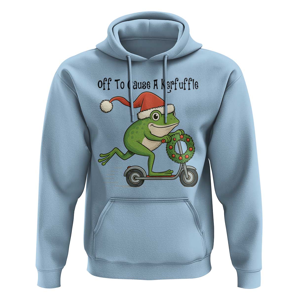 Off To Cause A Kerfuffle Hoodie Funny Frog Christmas Meme Weirdcore - Wonder Print Shop