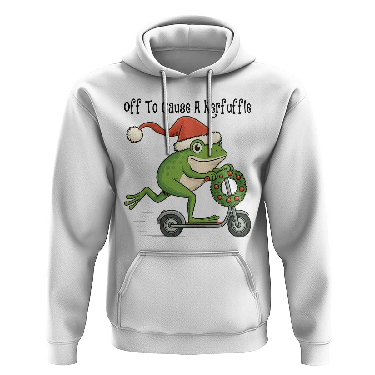 Off To Cause A Kerfuffle Hoodie Funny Frog Christmas Meme Weirdcore - Wonder Print Shop