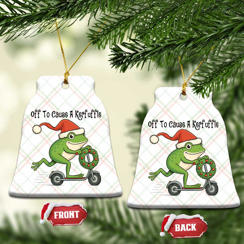 Off To Cause A Kerfuffle Ceramic Ornament Funny Frog Christmas Meme Weirdcore - Wonder Print Shop