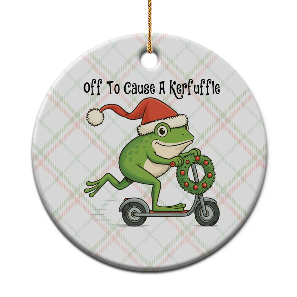 Off To Cause A Kerfuffle Ceramic Ornament Funny Frog Christmas Meme Weirdcore - Wonder Print Shop