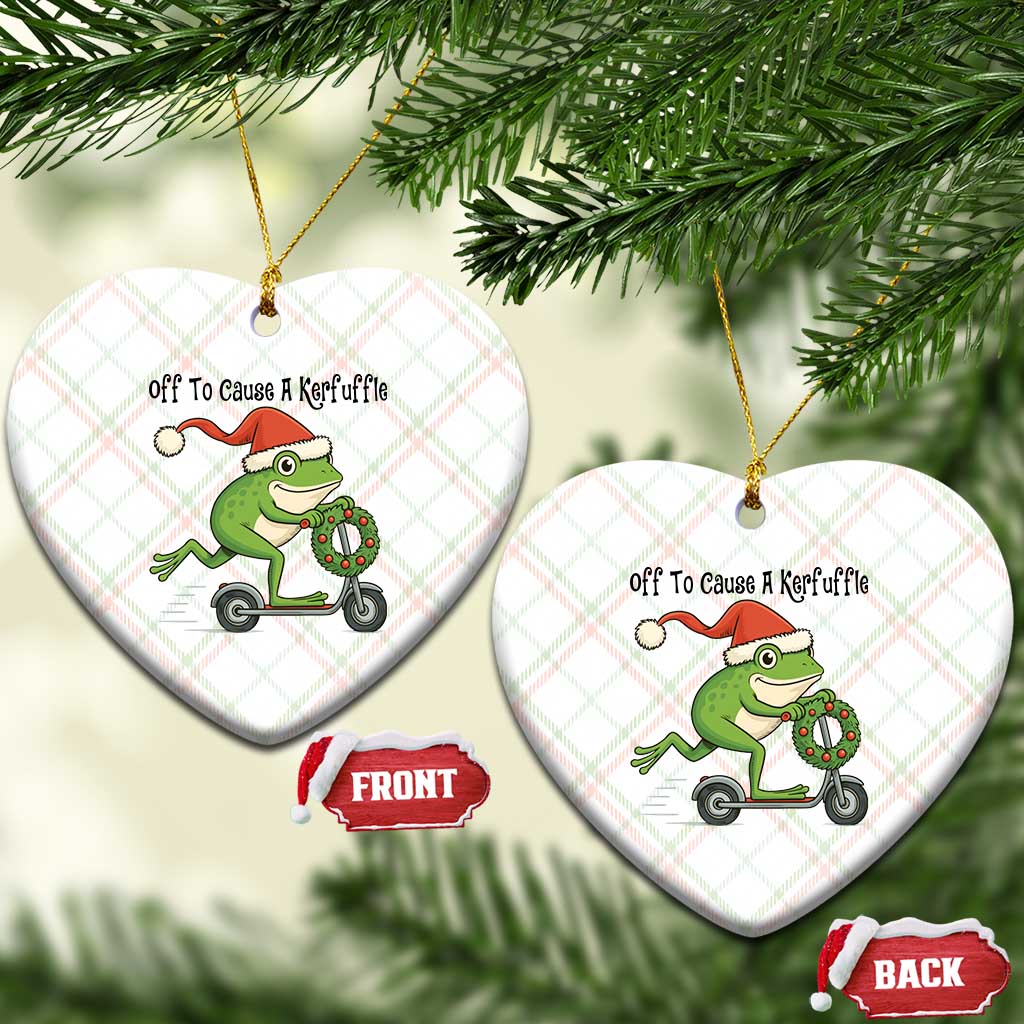 Off To Cause A Kerfuffle Ceramic Ornament Funny Frog Christmas Meme Weirdcore - Wonder Print Shop
