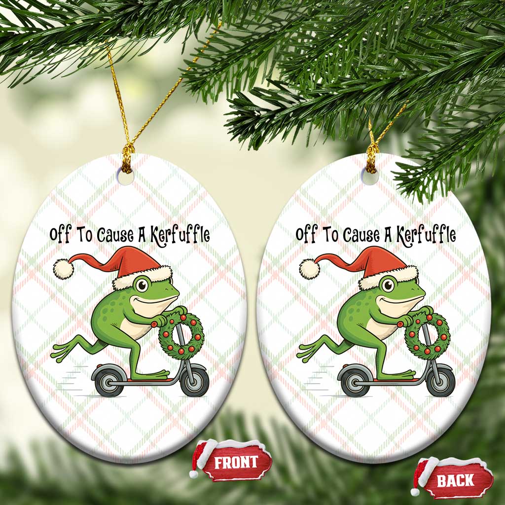 Off To Cause A Kerfuffle Ceramic Ornament Funny Frog Christmas Meme Weirdcore - Wonder Print Shop