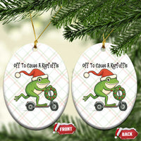 Off To Cause A Kerfuffle Ceramic Ornament Funny Frog Christmas Meme Weirdcore - Wonder Print Shop