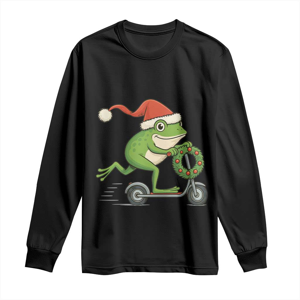 Off To Cause A Kerfuffle Long Sleeve Shirt Funny Frog Christmas Meme Weirdcore - Wonder Print Shop