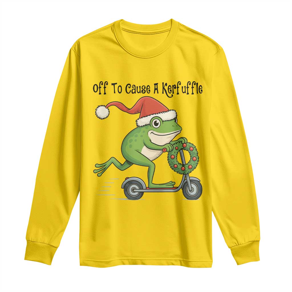 Off To Cause A Kerfuffle Long Sleeve Shirt Funny Frog Christmas Meme Weirdcore - Wonder Print Shop