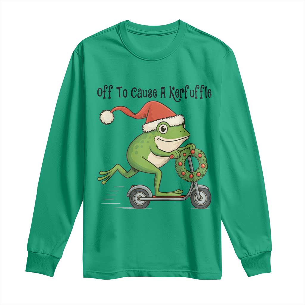 Off To Cause A Kerfuffle Long Sleeve Shirt Funny Frog Christmas Meme Weirdcore - Wonder Print Shop