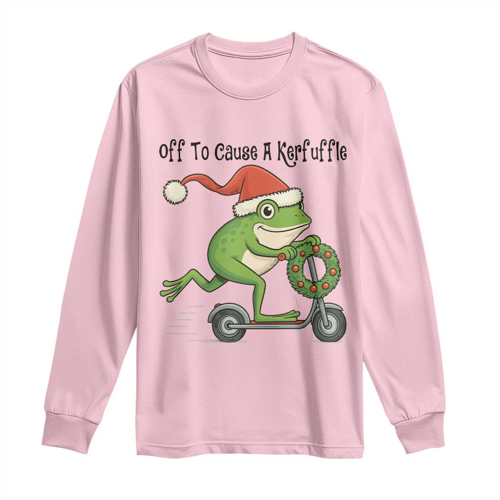 Off To Cause A Kerfuffle Long Sleeve Shirt Funny Frog Christmas Meme Weirdcore - Wonder Print Shop
