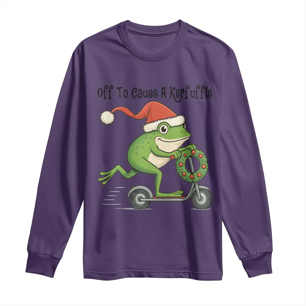 Off To Cause A Kerfuffle Long Sleeve Shirt Funny Frog Christmas Meme Weirdcore - Wonder Print Shop