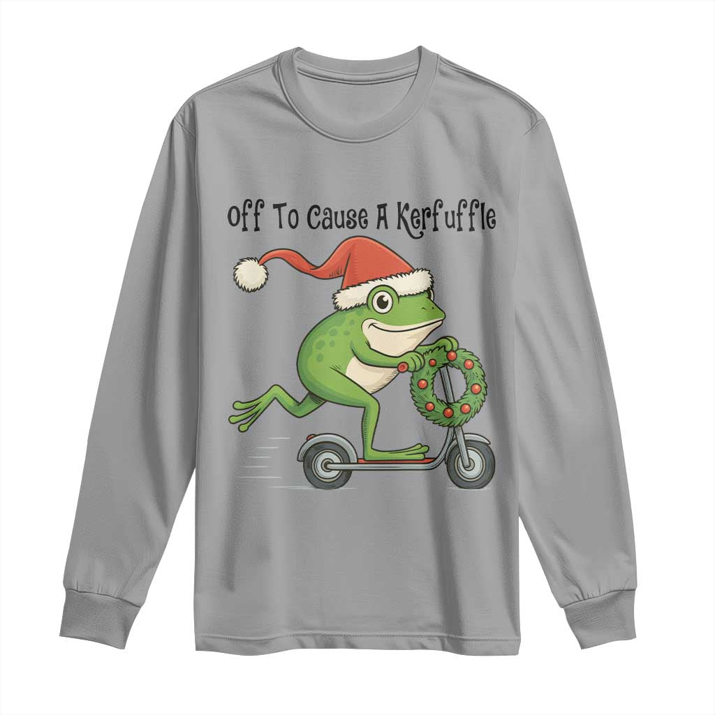 Off To Cause A Kerfuffle Long Sleeve Shirt Funny Frog Christmas Meme Weirdcore - Wonder Print Shop