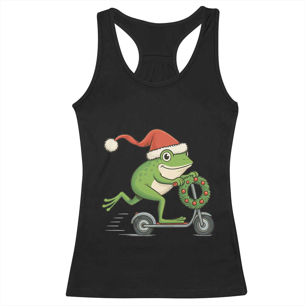 Off To Cause A Kerfuffle Racerback Tank Top Funny Frog Christmas Meme Weirdcore - Wonder Print Shop