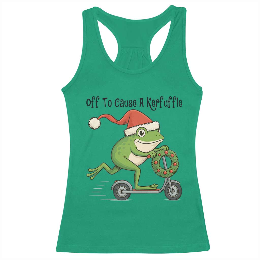 Off To Cause A Kerfuffle Racerback Tank Top Funny Frog Christmas Meme Weirdcore - Wonder Print Shop
