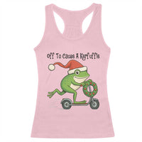 Off To Cause A Kerfuffle Racerback Tank Top Funny Frog Christmas Meme Weirdcore - Wonder Print Shop