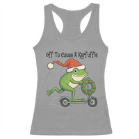 Off To Cause A Kerfuffle Racerback Tank Top Funny Frog Christmas Meme Weirdcore - Wonder Print Shop