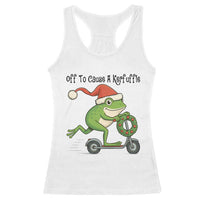 Off To Cause A Kerfuffle Racerback Tank Top Funny Frog Christmas Meme Weirdcore - Wonder Print Shop