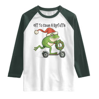Off To Cause A Kerfuffle Raglan Shirt Funny Frog Christmas Meme Weirdcore - Wonder Print Shop