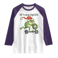 Off To Cause A Kerfuffle Raglan Shirt Funny Frog Christmas Meme Weirdcore - Wonder Print Shop