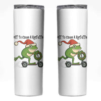 Off To Cause A Kerfuffle Skinny Tumbler Funny Frog Christmas Meme Weirdcore - Wonder Print Shop