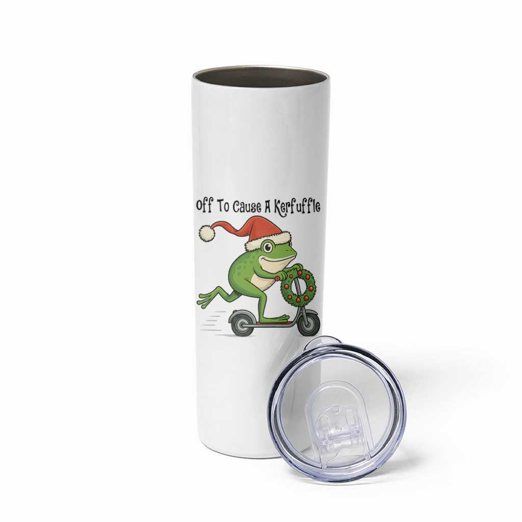 Off To Cause A Kerfuffle Skinny Tumbler Funny Frog Christmas Meme Weirdcore - Wonder Print Shop