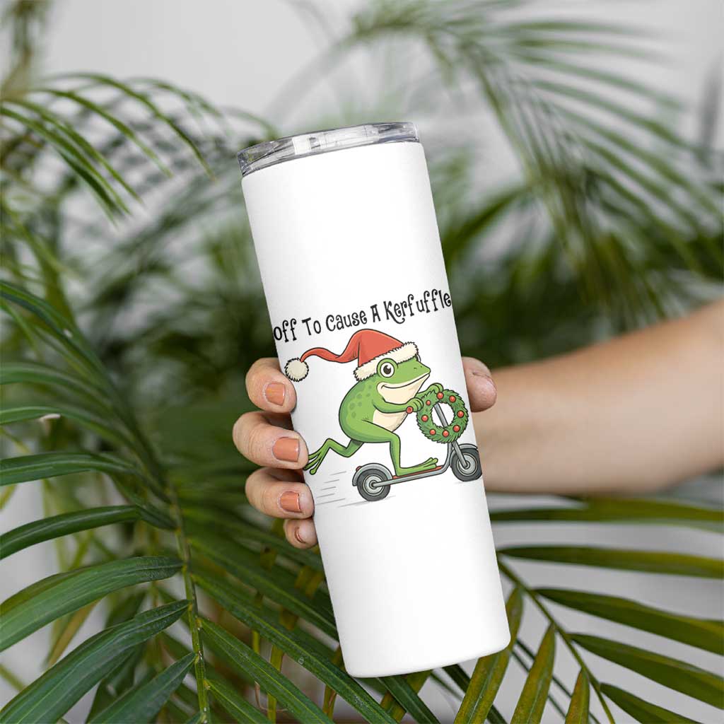 Off To Cause A Kerfuffle Skinny Tumbler Funny Frog Christmas Meme Weirdcore - Wonder Print Shop