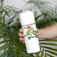 Off To Cause A Kerfuffle Skinny Tumbler Funny Frog Christmas Meme Weirdcore - Wonder Print Shop