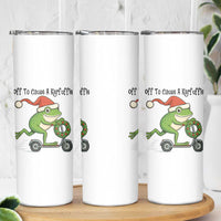 Off To Cause A Kerfuffle Skinny Tumbler Funny Frog Christmas Meme Weirdcore - Wonder Print Shop