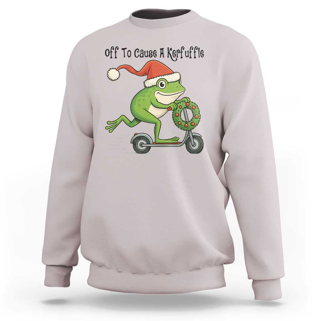 Off To Cause A Kerfuffle Sweatshirt Funny Frog Christmas Meme Weirdcore - Wonder Print Shop