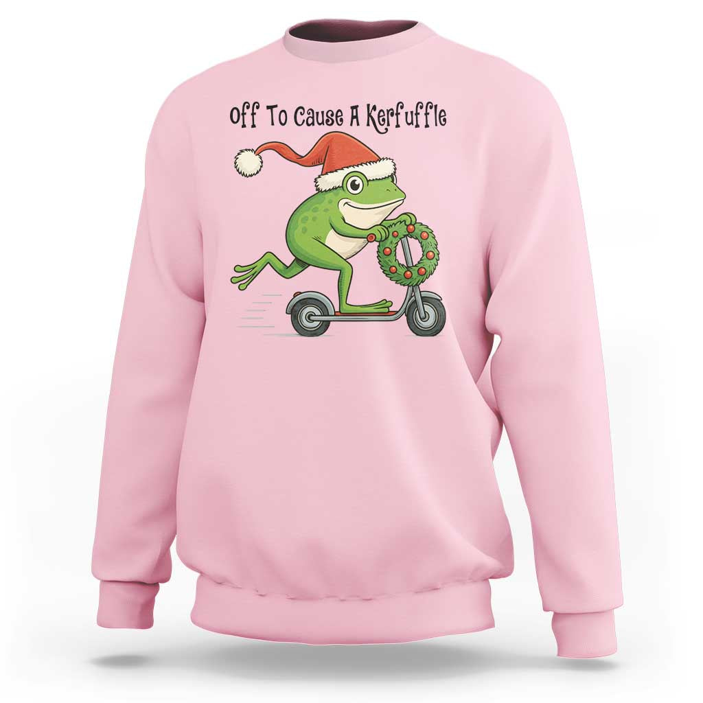 Off To Cause A Kerfuffle Sweatshirt Funny Frog Christmas Meme Weirdcore - Wonder Print Shop