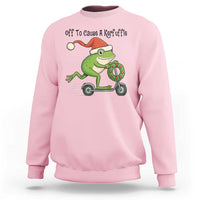 Off To Cause A Kerfuffle Sweatshirt Funny Frog Christmas Meme Weirdcore - Wonder Print Shop