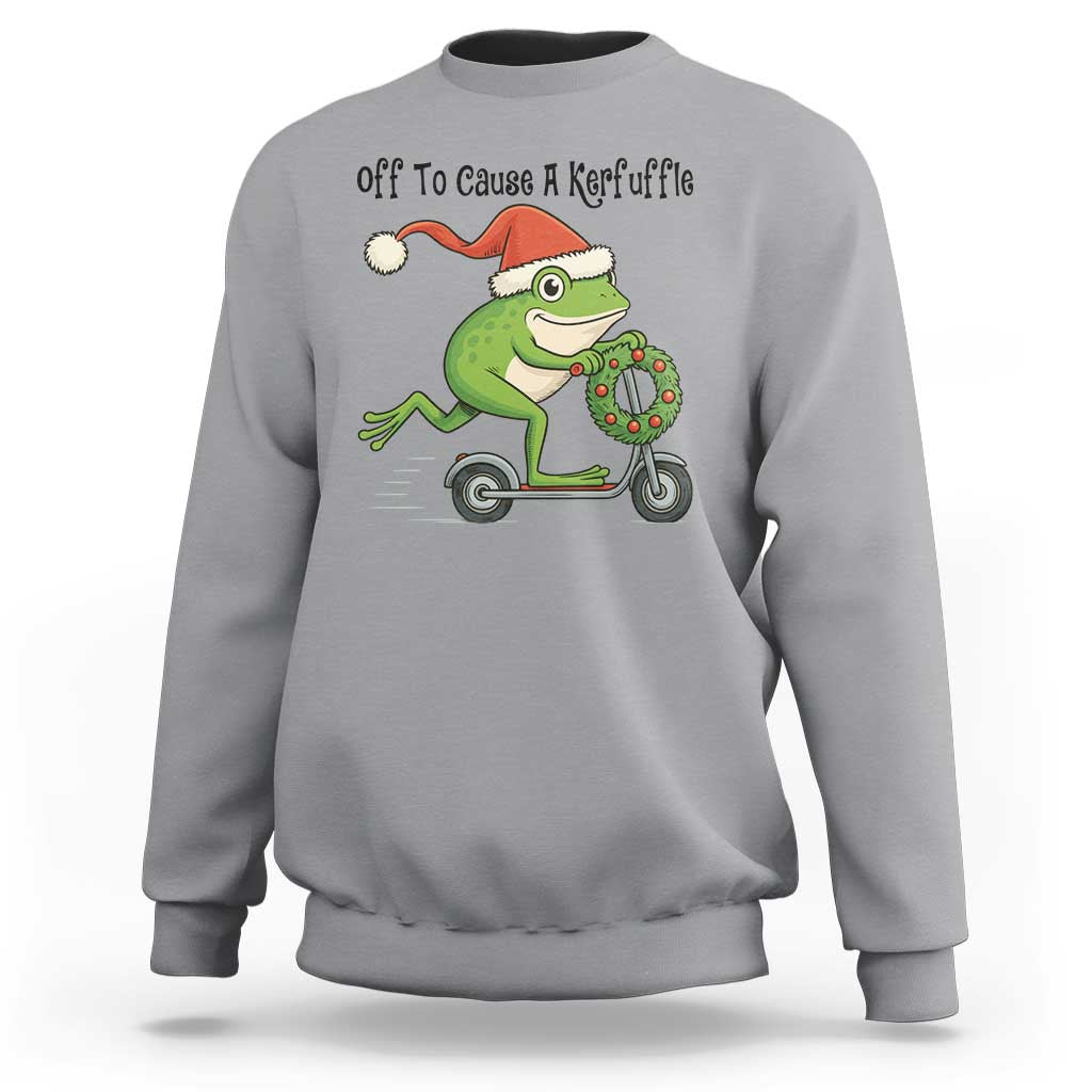 Off To Cause A Kerfuffle Sweatshirt Funny Frog Christmas Meme Weirdcore - Wonder Print Shop