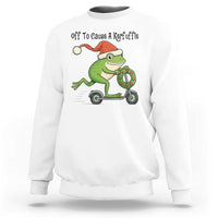 Off To Cause A Kerfuffle Sweatshirt Funny Frog Christmas Meme Weirdcore - Wonder Print Shop