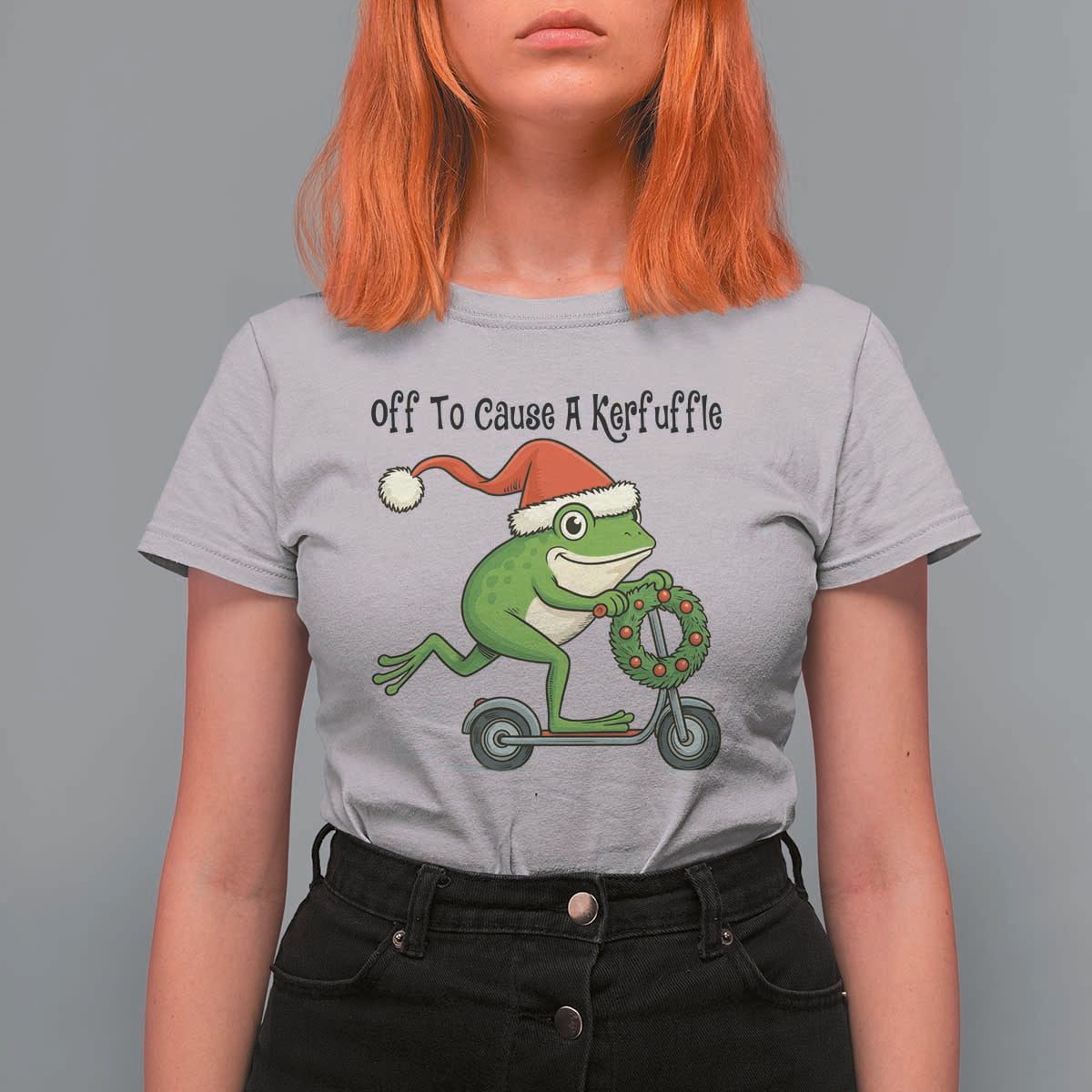 Off To Cause A Kerfuffle T Shirt For Women Funny Frog Christmas Meme Weirdcore - Wonder Print Shop