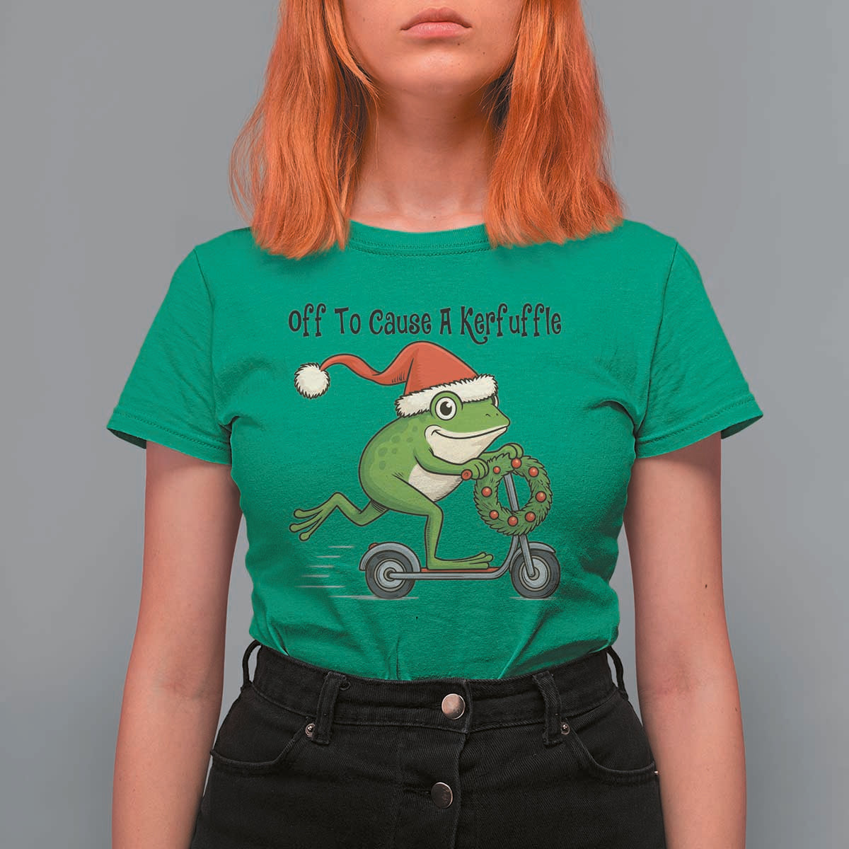 Off To Cause A Kerfuffle T Shirt For Women Funny Frog Christmas Meme Weirdcore - Wonder Print Shop