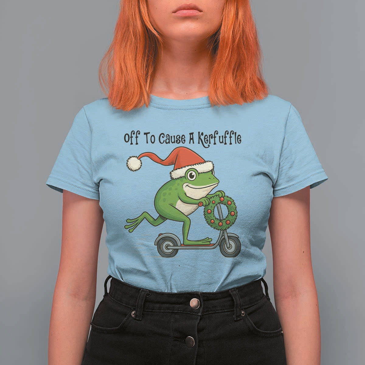 Off To Cause A Kerfuffle T Shirt For Women Funny Frog Christmas Meme Weirdcore - Wonder Print Shop