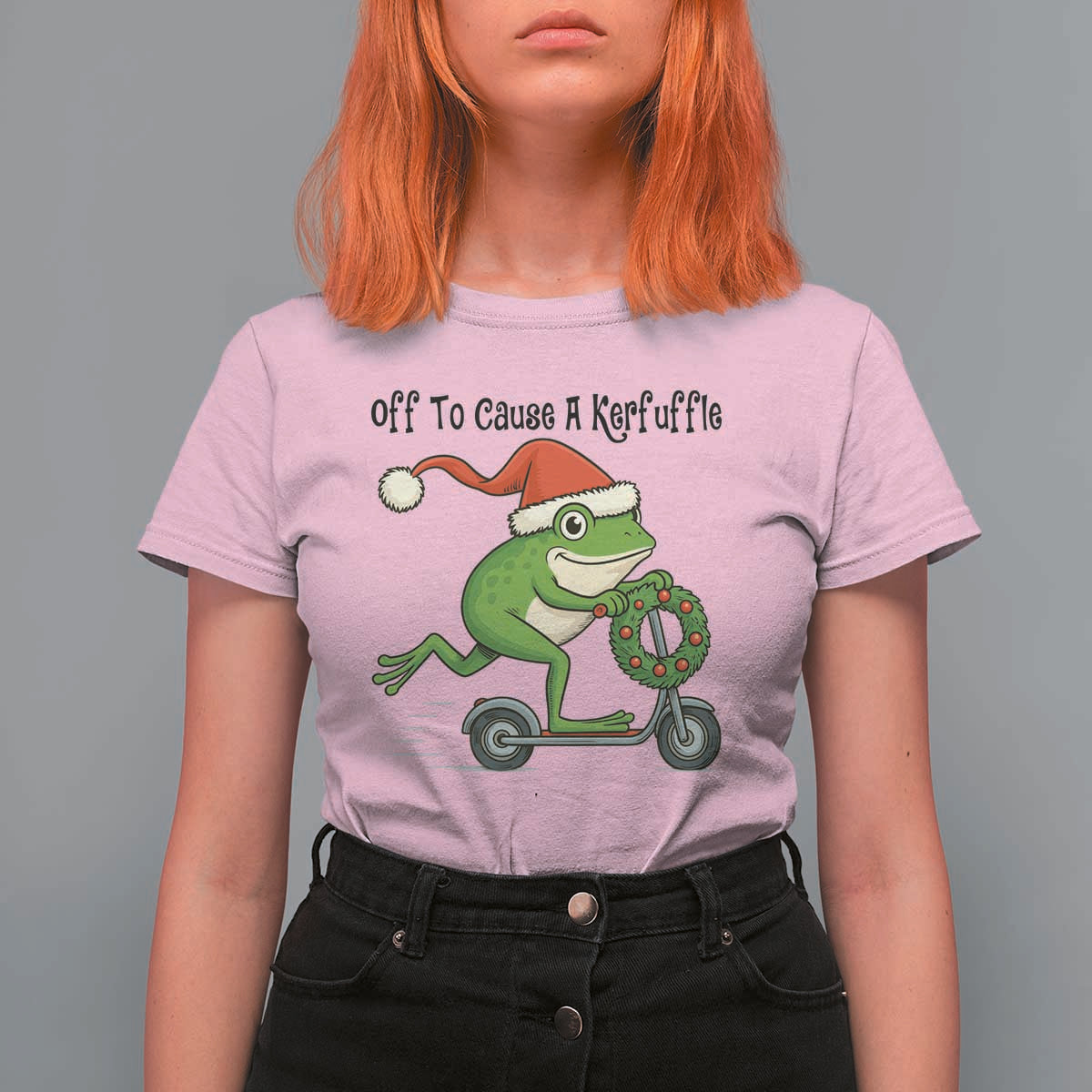 Off To Cause A Kerfuffle T Shirt For Women Funny Frog Christmas Meme Weirdcore - Wonder Print Shop