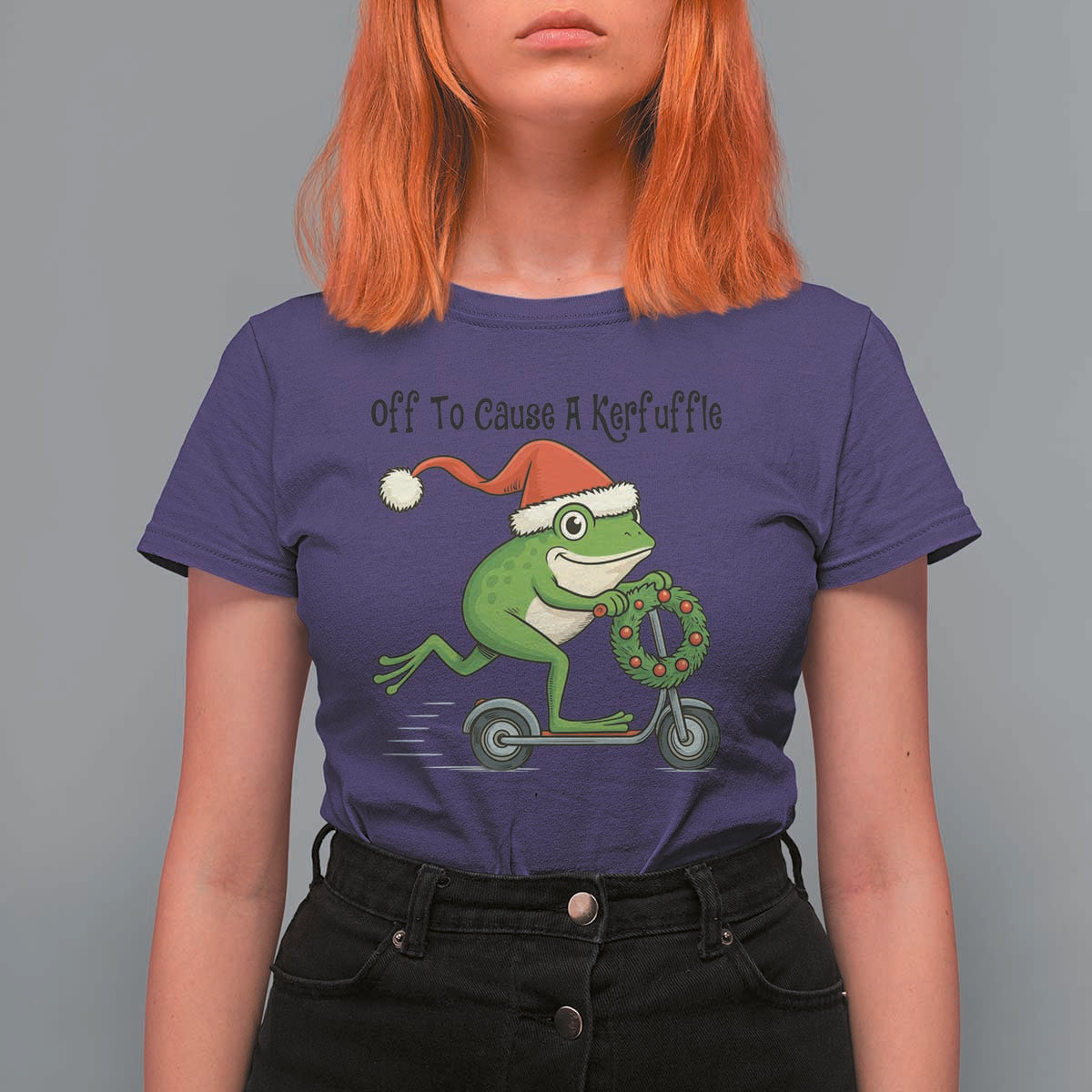 Off To Cause A Kerfuffle T Shirt For Women Funny Frog Christmas Meme Weirdcore - Wonder Print Shop