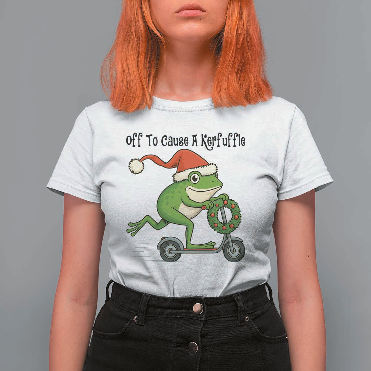 Off To Cause A Kerfuffle T Shirt For Women Funny Frog Christmas Meme Weirdcore - Wonder Print Shop