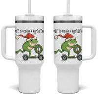 Off To Cause A Kerfuffle Tumbler With Handle Funny Frog Christmas Meme Weirdcore - Wonder Print Shop
