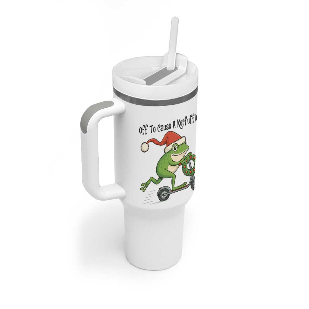 Off To Cause A Kerfuffle Tumbler With Handle Funny Frog Christmas Meme Weirdcore - Wonder Print Shop