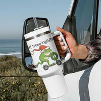 Off To Cause A Kerfuffle Tumbler With Handle Funny Frog Christmas Meme Weirdcore - Wonder Print Shop
