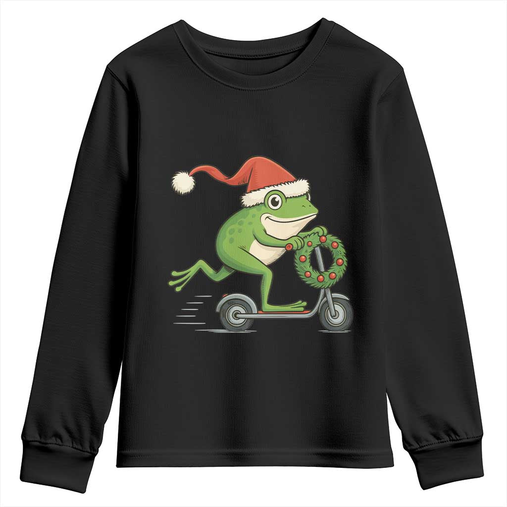 Off To Cause A Kerfuffle Youth Sweatshirt Funny Frog Christmas Meme Weirdcore - Wonder Print Shop